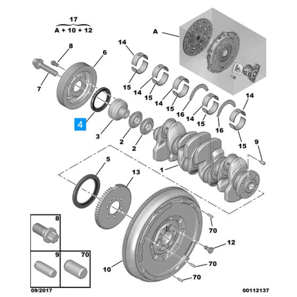 AA92-Crankshaft Front Oil Seals For 308S 408 508 3008 4008 5008 1.6T Citroen Berlingo C5 1614085980 0514C8 9835304280