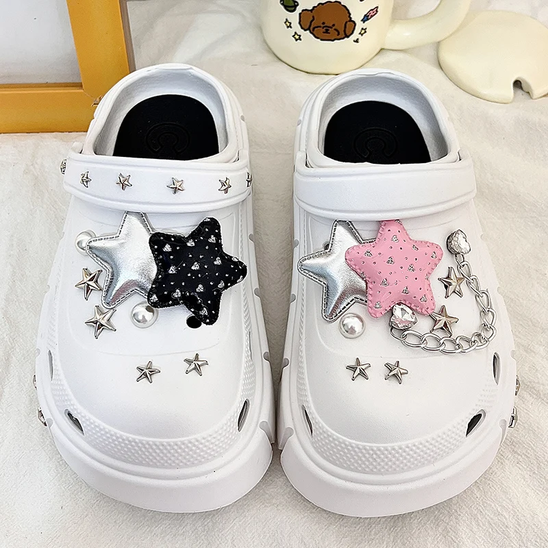 Summer Women Slippers Star Chain Decoration Garden Sandals Platform Clogs EVA Flip Flops Outdoor Vacation Shoe For Female 36-41