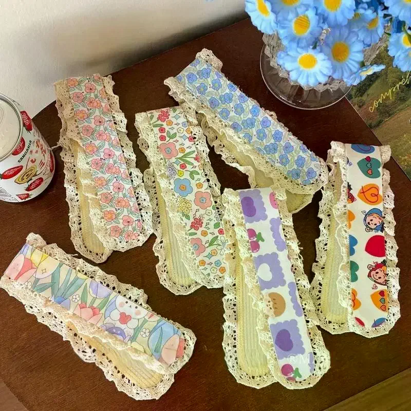 Sweet Floral Knitted Bangs Sticker Headband Summer Cute Girl Magic Sticker Hair Band Printed Hair Sticker Headdress