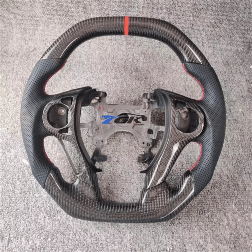 

For Honda Accord 9th gen 2013 2014 2015 2016 2017 Carbon Fiber Black leather Steering Wheel
