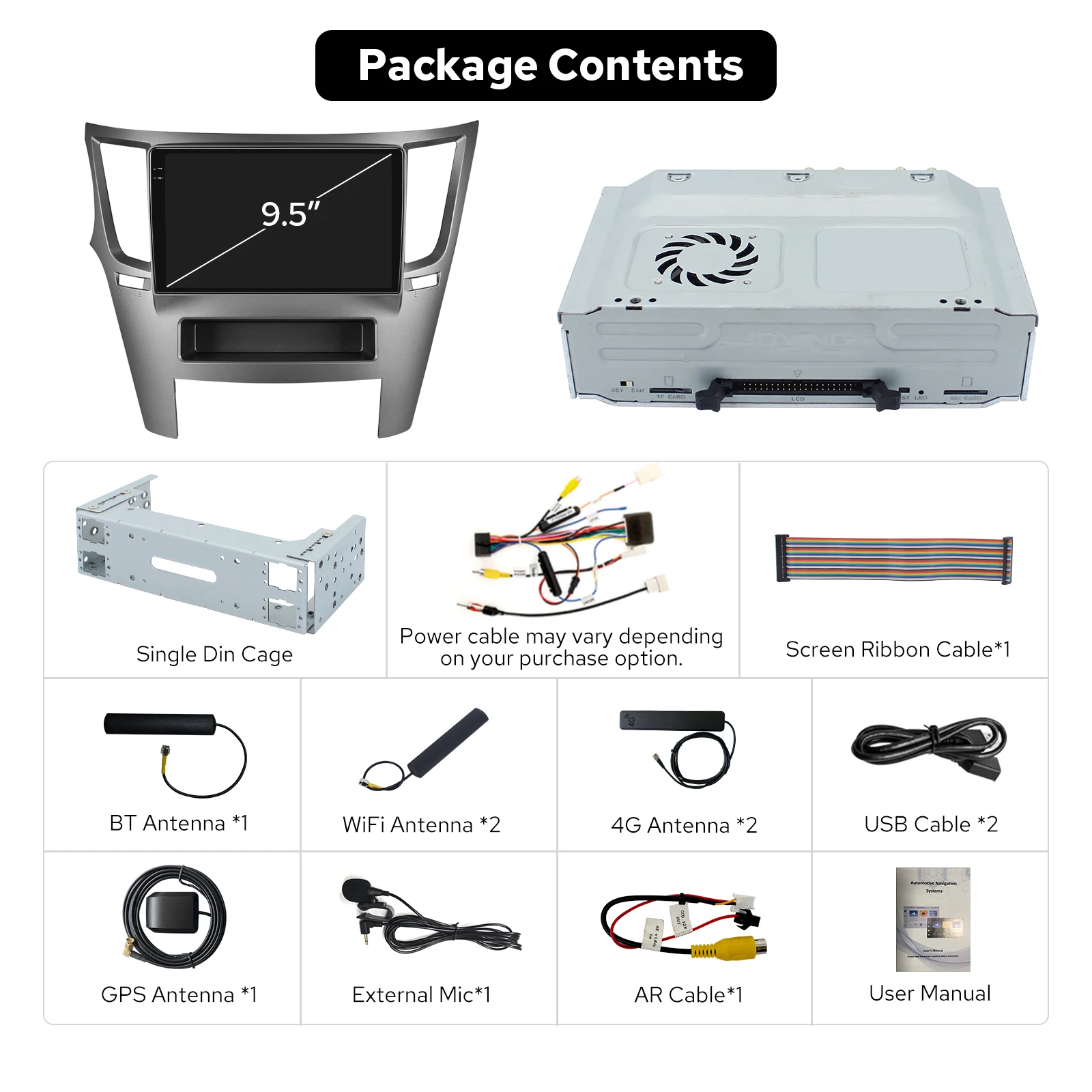 

JOYING 9.5"Car Multimedia Stereo for Subaru Legacy Outback 2009-2014 LHD QLED 2000*1200 12+256GB Wireless CarPlay USB Type-C