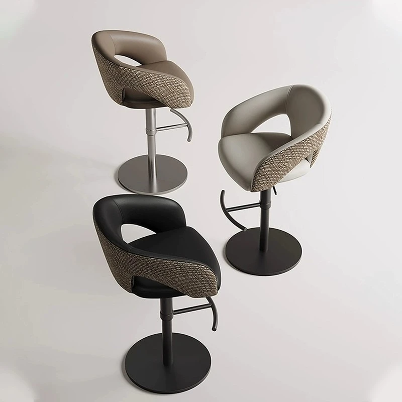 Light luxury high-end home high chair, simple modern rotatable lifting island chair