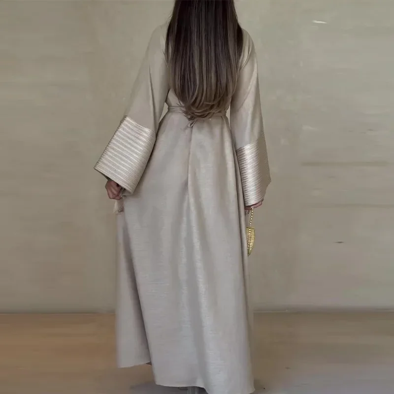 Women\'s Autumn New Solid Color Flared Sleeve Long Sleeve Slimming Long Dress Fashion Casual Loose Pullover Long Skirt Vestidos
