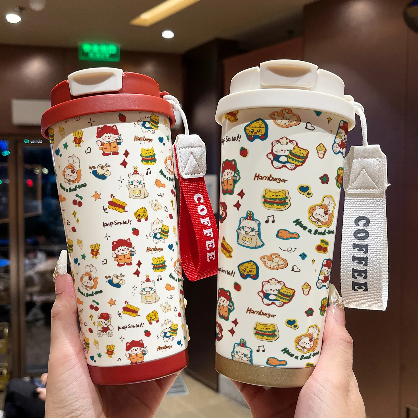 

Large Capacity Cartoon Stainless Steel 316 Insulated Mug Children's Portable Water Cup Straw Dual Drink Coffee Cup