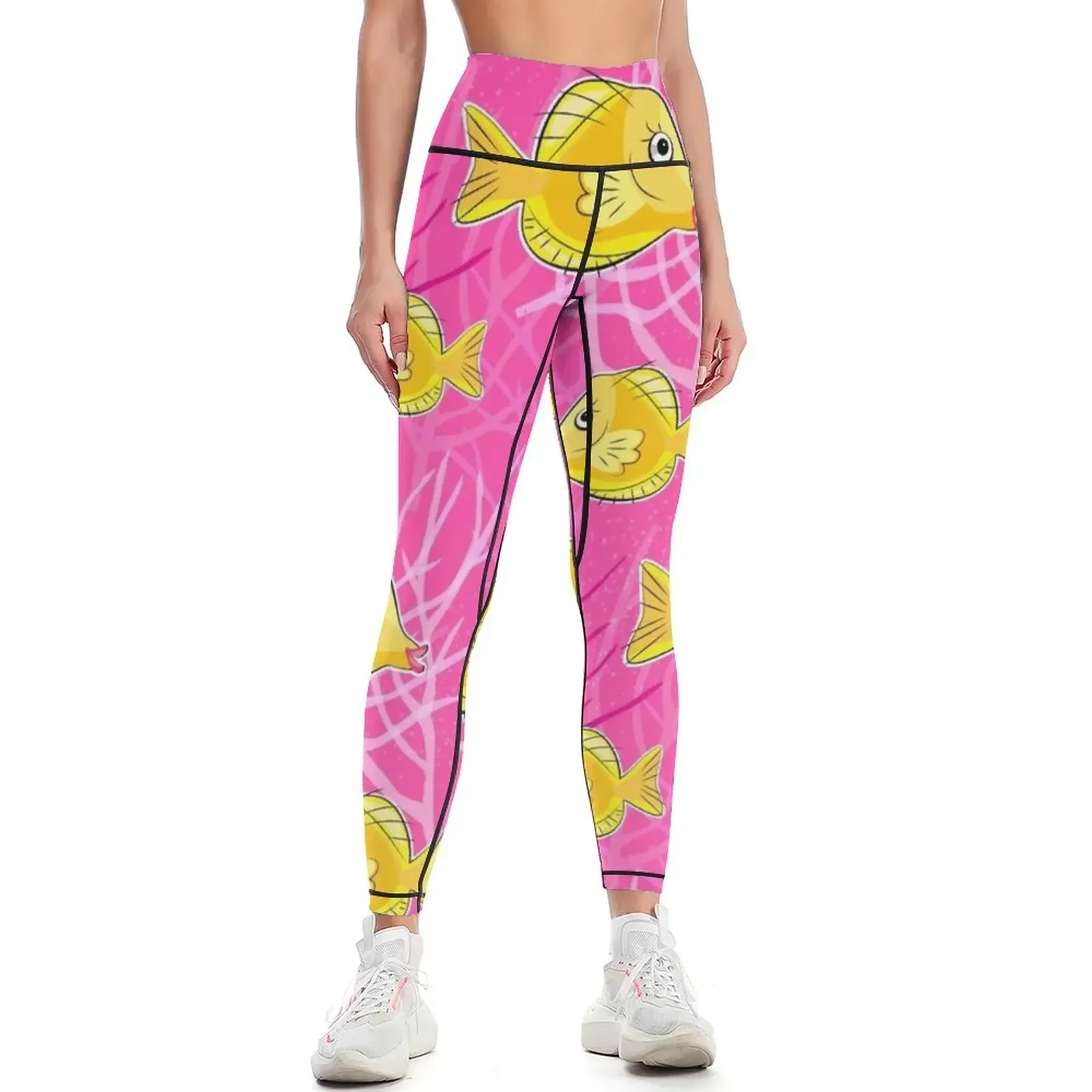 

Tropical Fish Aquarium Hot Pink Leggings Women's sports exercise clothing for sporty woman gym gym wear Womens Leggings