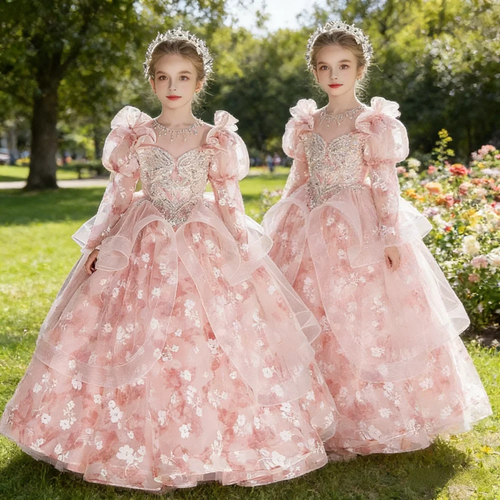 

Розовое платье принцессы для девочек: наряд для дня рождения, выступления на фортепиано, празднования, детских конкурсов красоты и выступлений на мероприятиях с цветами