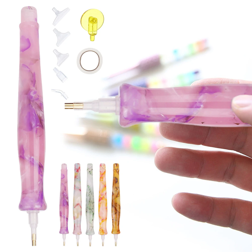 Resin 5D DIY Diamond Drill Pen with Replacement Pen Heads 5D DIY Diamond Painting Pick Up Pen Set Diamond Embroidery Accessories