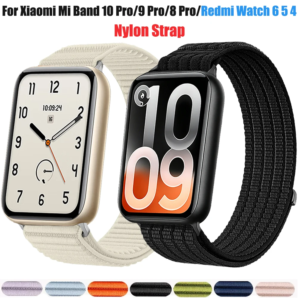 Nylon Geflochtenes Armband für Xiaomi Mi Band 10 Pro/9 Pro/8 Pro Atmungsaktives Sport-Ersatzarmband für Redmi Watch 6 5 4 Correa