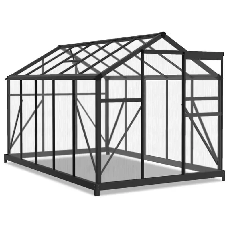 Black 6x10 Hybrid Polycarbonate Garden Greenhouse for All Standard Models