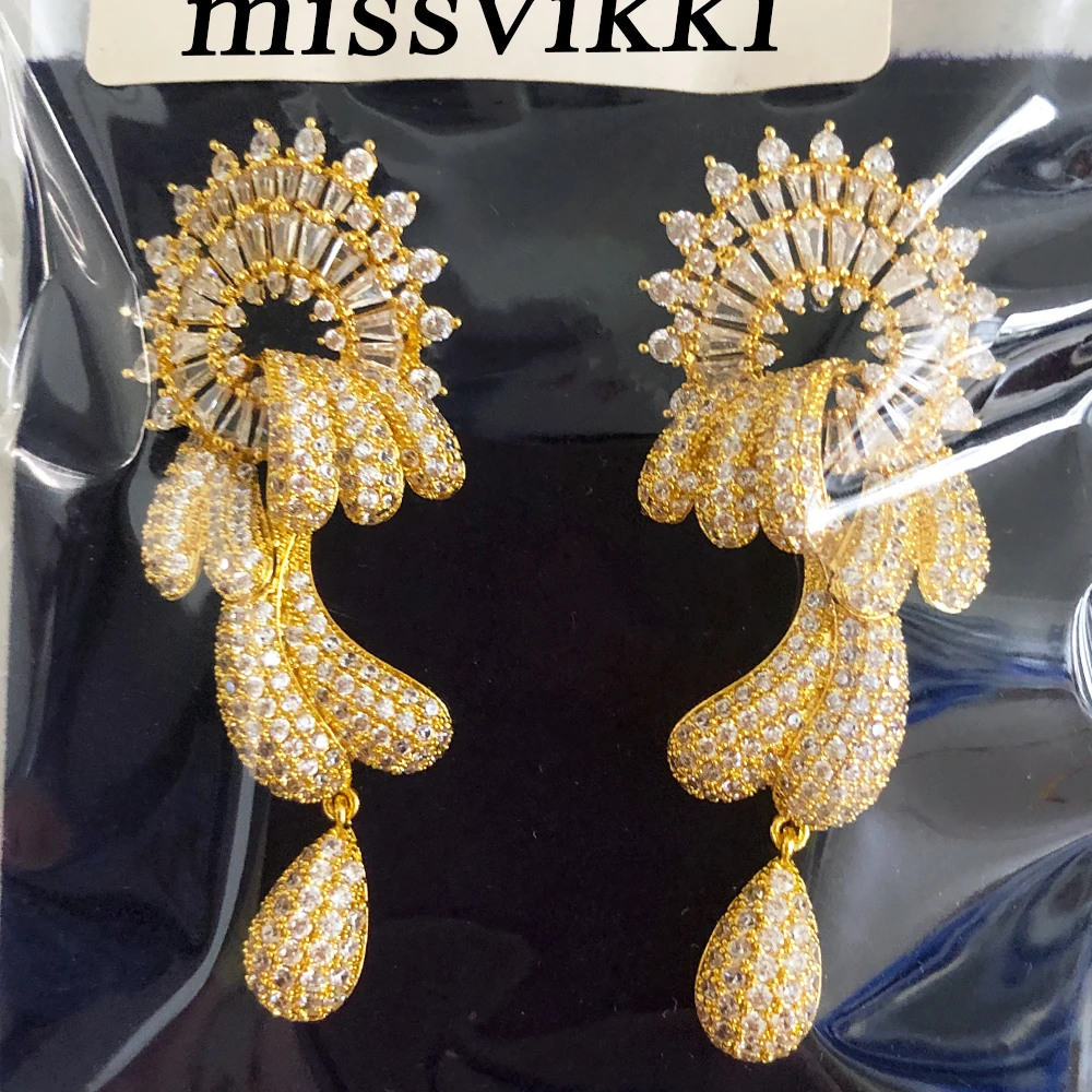 

Missvikki Gorgeous Charm Earrings For Women Bridal Wedding Party Earrings Jewelry Luxury Geometric High Quality New Accessories