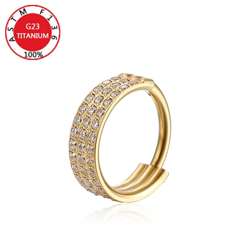 G23 Titanium Nose Ring Implant Grade Hinged Seamless Earrings Clicker Hoop Ring for Cartilage Helix Rook Septum Daith Tragus