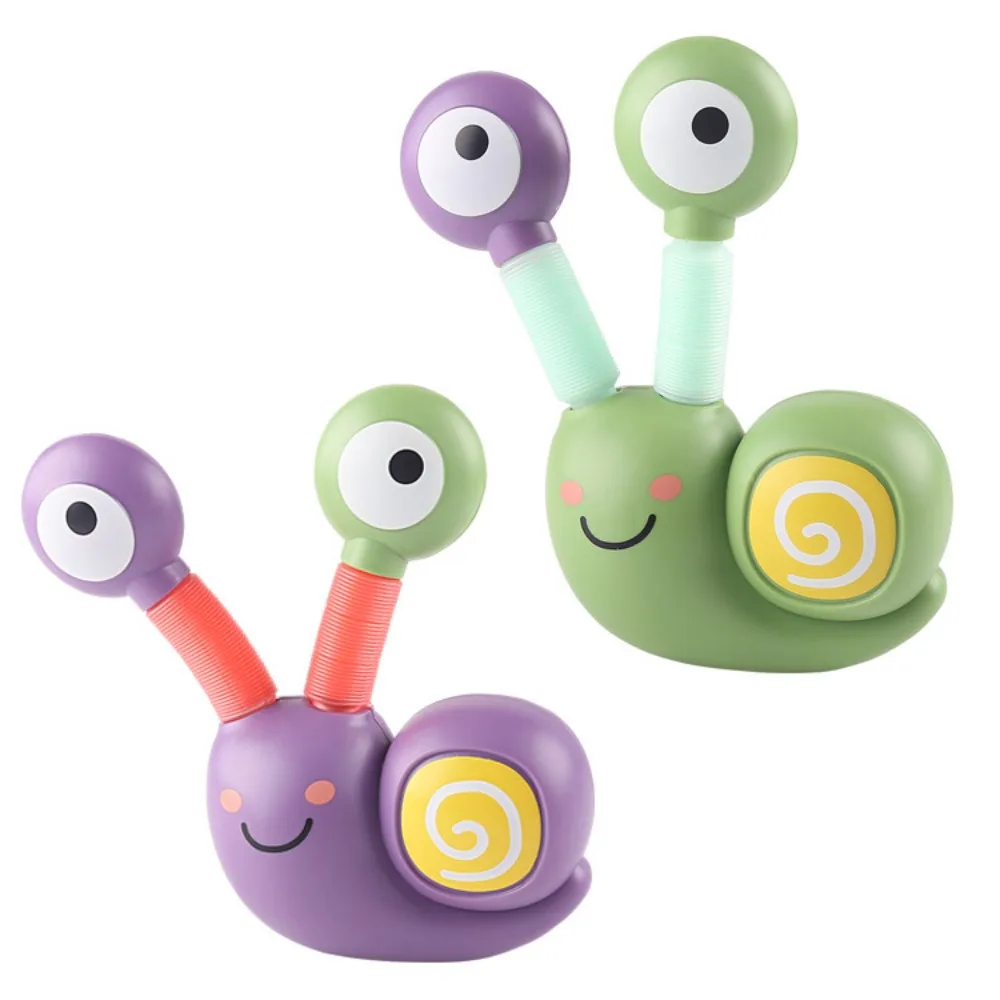 Pop Tubes Snail Toy with Expandable Bellows Eyes Cute Cartoon Snail Fidget Toy for Kids Children, Random Color and Style