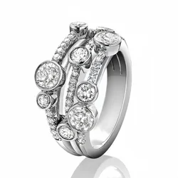 New Silver Color for Women Hollow Engagement Ring Bijoux Gift Wedding Jewelry