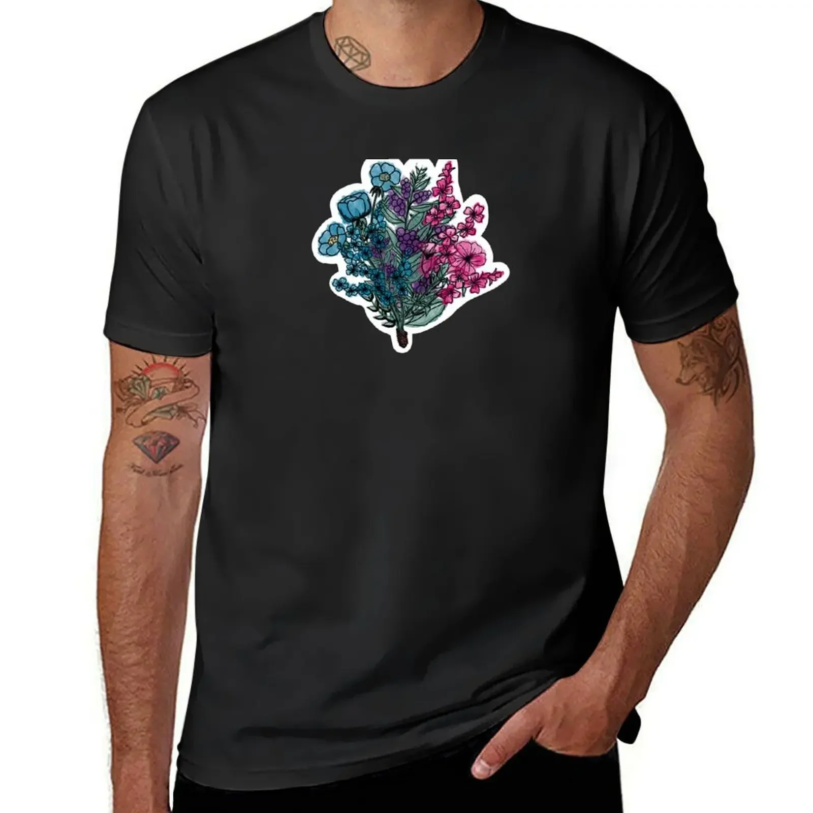 

Water color flower bouquet T-Shirt heavyweights vintage graphic tee anime t shirts luxury clothes men