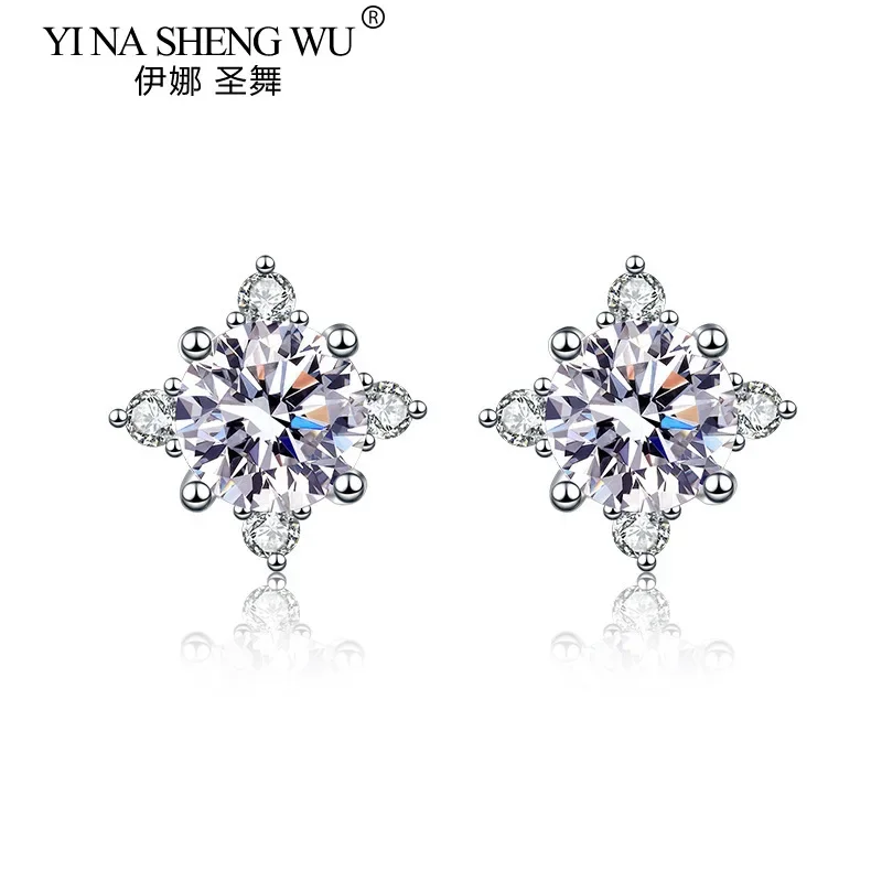

S925 Sterling Silver Moissanite 0.5 Carat Stud Earrings Diamond Shape Simple Fashion Stud Earrings Birthday Gift for Girlfriend