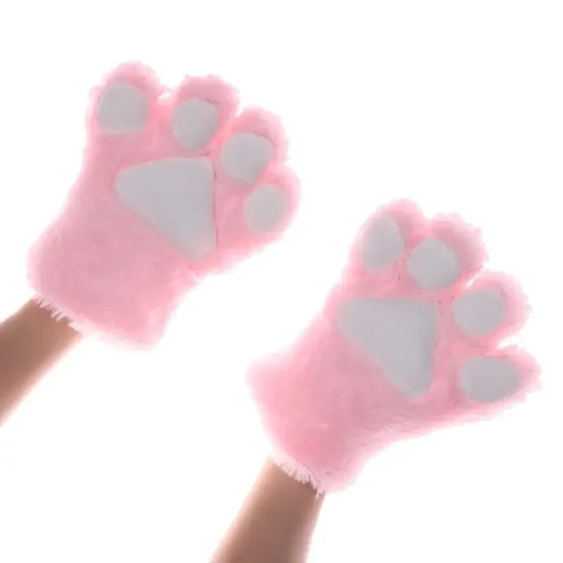 Gants japonais en forme patte chat d'ours pour femmes filles, mitaines chaudes épaisses en peluche, dessin animé