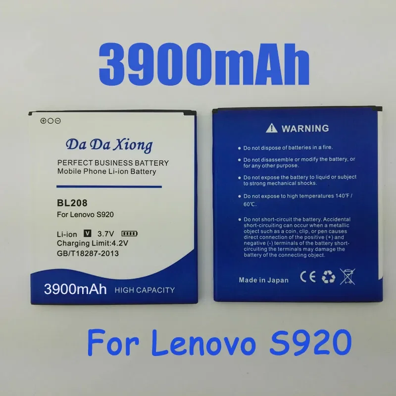 High Quality 3900mAh BL208 BL-208 Battery For Lenovo S920 Batterie Bateria