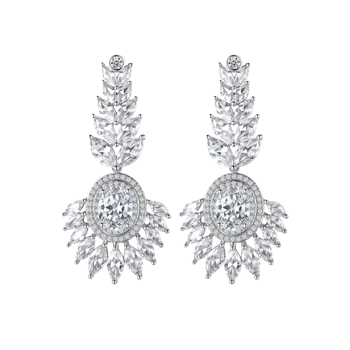 FXLRY White Zircon Bridal Dinner Cubic Zirconia Earrings Korean Fashion Accessories for Women