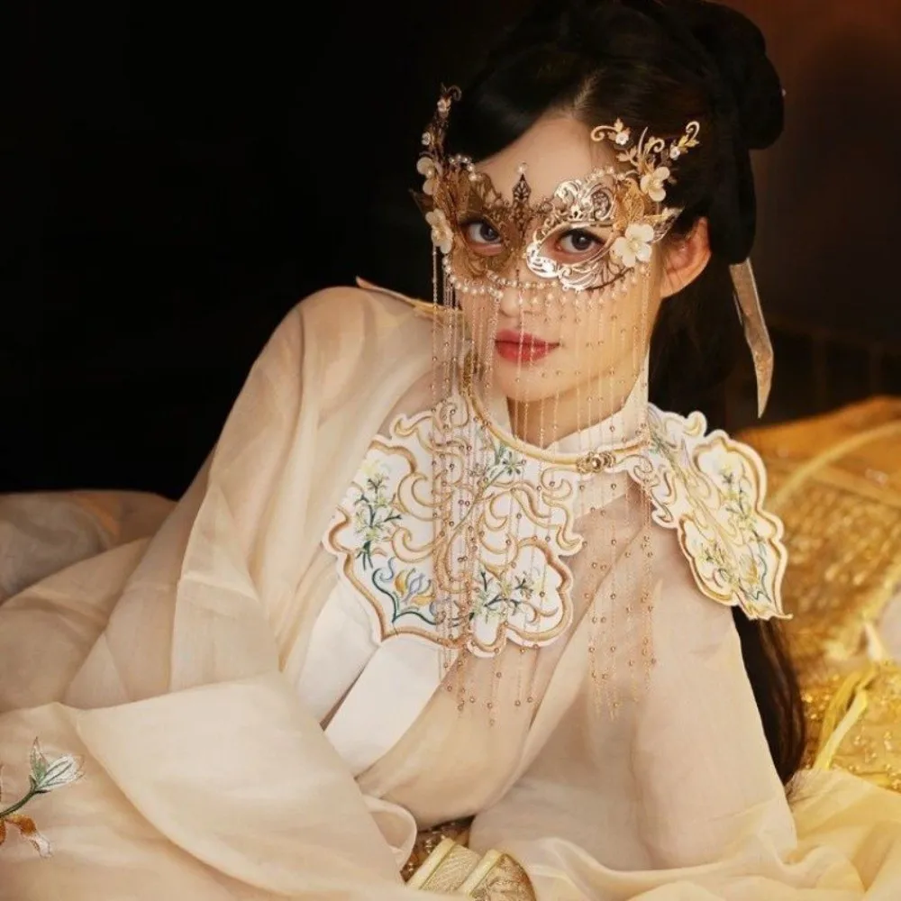 رائعة اللؤلؤ مجهول غطاء الوجه سلسلة زهرة قناع الزفاف سبيكة الجنية المرأة الحجاب الغامض هدية #3