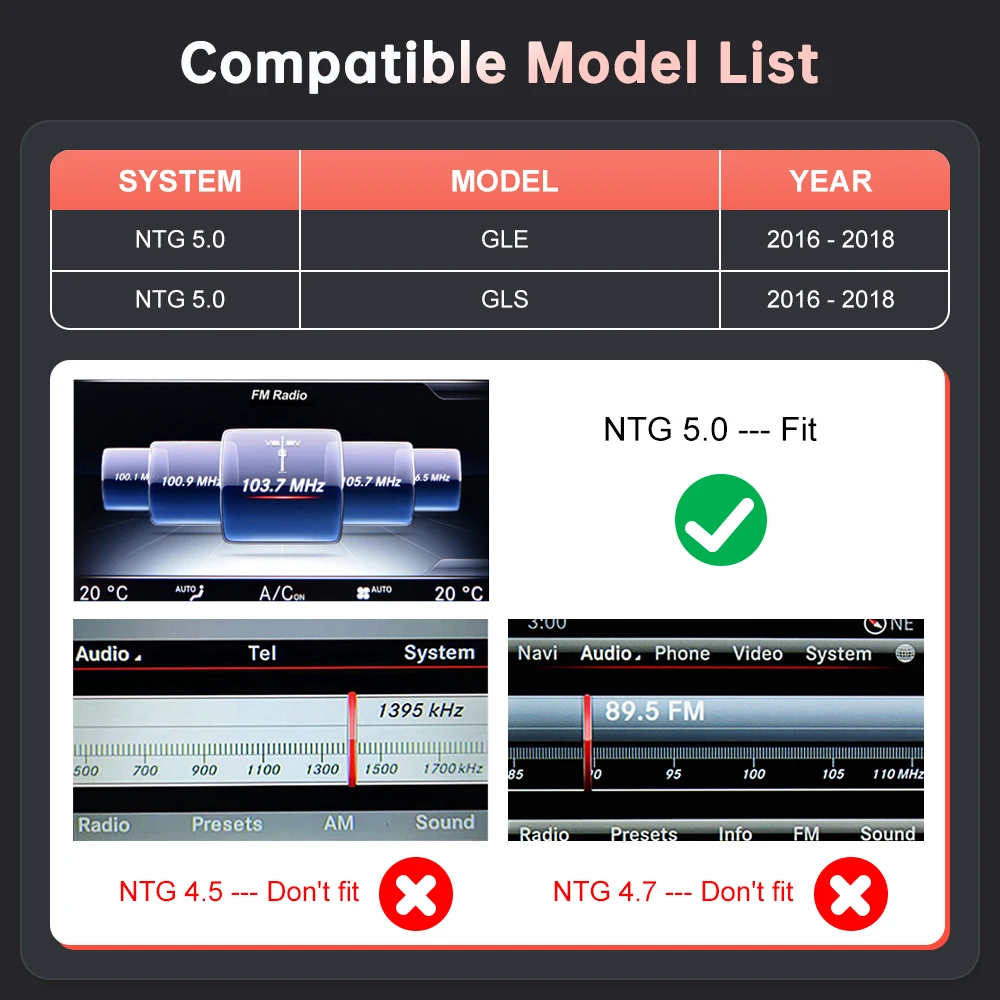 Wireless CarPlay for Mercedes Benz GLE GLS 2016-2018, with Android Auto Mirror Link AirPlay Car Play Functions