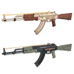 Robotime Rokr AK-47 3D Wooden Puzzle Toy Rifle Model Kits with Rubber Bands Unique Gifts for Kids and Adults