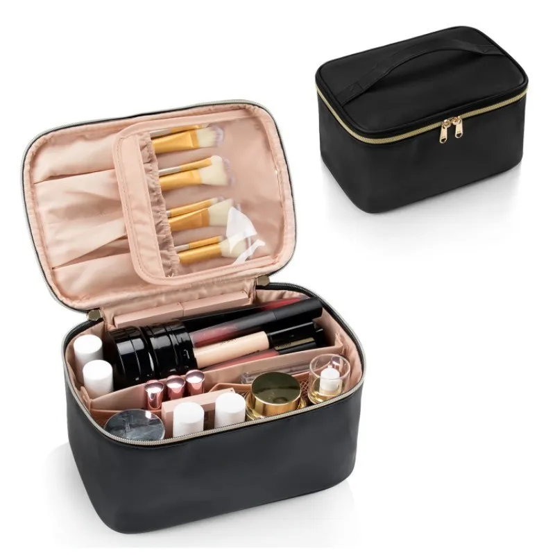 PU Leather Travel Shower Storage Bag - Large Capacity, Lightweight, Divided - Women's Handheld Makeup Bag