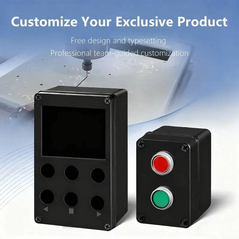 

Black Waterproof Push Button Switch 22mm Hole Size Control Box Emergency Stop Box Enclosure 1P2P3P4P