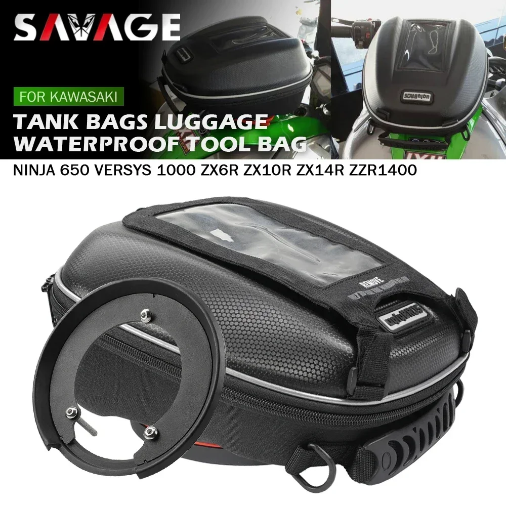 

Tank Bag Luggage For KAWASAKI NINJA 650R 1000 Versys 650 ZX6R ZX10R ZX14R ZZR1400 Motorcycle Navigation Tanklock Bag Waterproof