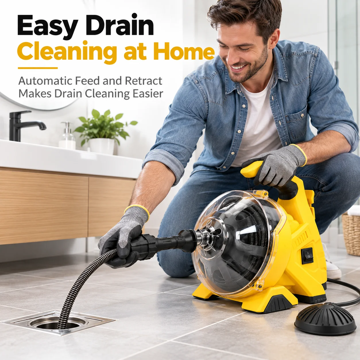 AOLIVIYA 220V 100W Electric Drain Snake 9M Automatic Pipe Cleaning Machine Plumbing Auger Clog Remover For Kitchen Sink Bathroom