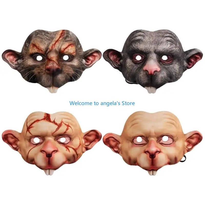 X4YC リアルなマウスマスク マウスマスク 歯付き ハロウィン コスプレ コスチューム アクセサリー アニマルマスク 調節可能 大人 子供 ギフト用