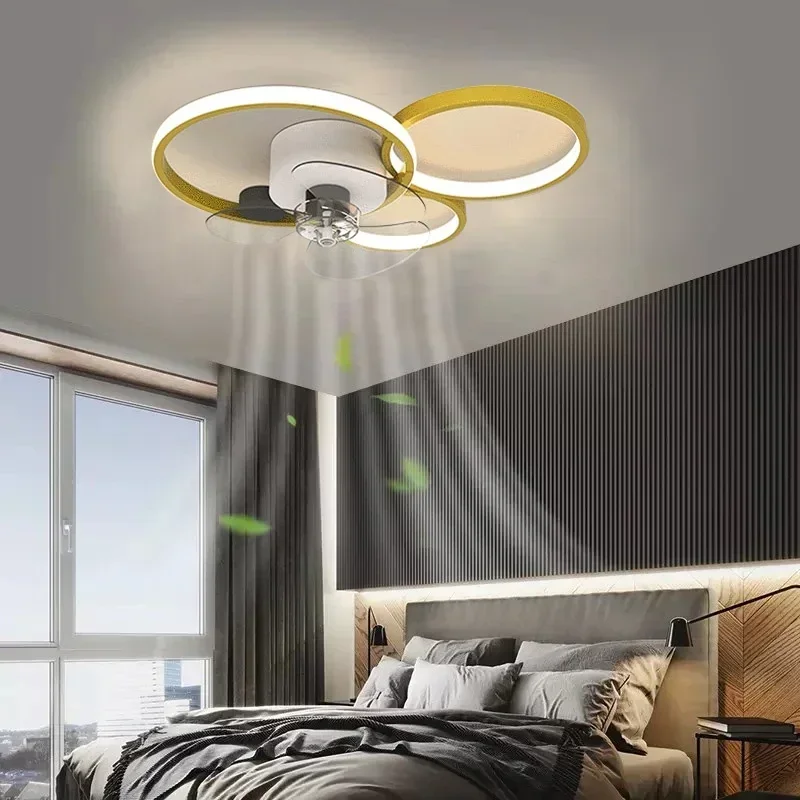 Modern LED Ceiling Fan Light Luxury Triple Head Iron Fan Lamp Bedroom Living Room Study Room Indoor Decorative Lighting Fixtures