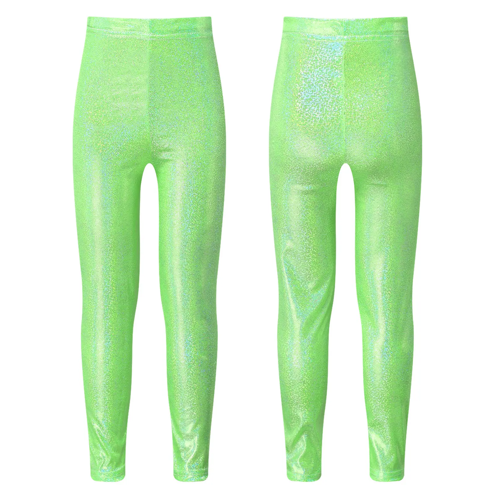 Womens Elastic Skinny Leggings Pencil Pants Metallic Shiny Trousers Yoga Pant Night Club Jazz Ballet Gymnastic Tight Leggings