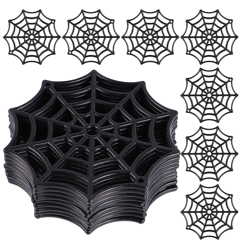 

80pcs Decoration Black Plastic Cobweb Halloween Props DIY Scene Layout SuppliesHaunted Decor