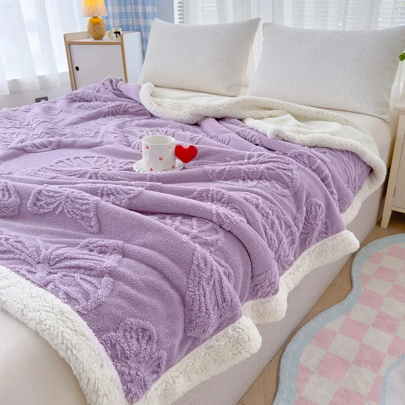 Exquisite 3D Butterfly Thicken Warm Blanket Autumn Winter Warmth Antistatic Sofa Blankets for Throw Watch TV Blanket Shawl Knee