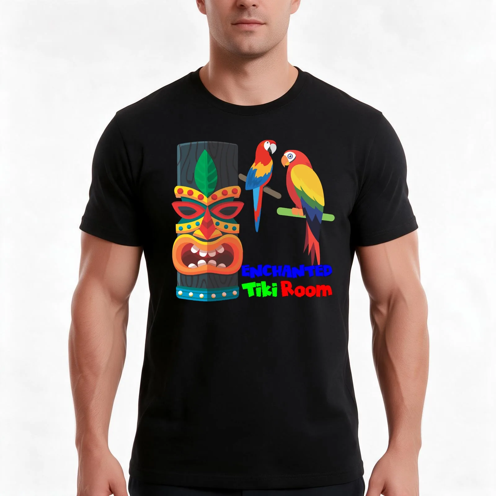 Enchanted Tiki Room T-Shirt, Summer Casual Cotton Tee, Oversized Streetwear Tops, Vintage Graphic Print, Loose Fit Short Sleeve