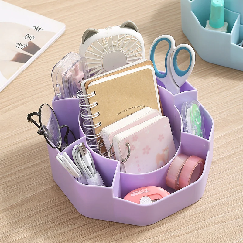 Portapenne per scrivania, portapenne 2 in 1 staccabile, 13 slot organizzatore da scrivania rotante a 360 gradi