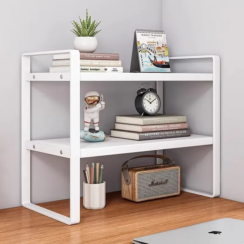 Modern style multi-layer desktop storage rack Small iron bookshelf Student dormitory desk Layered desk storage