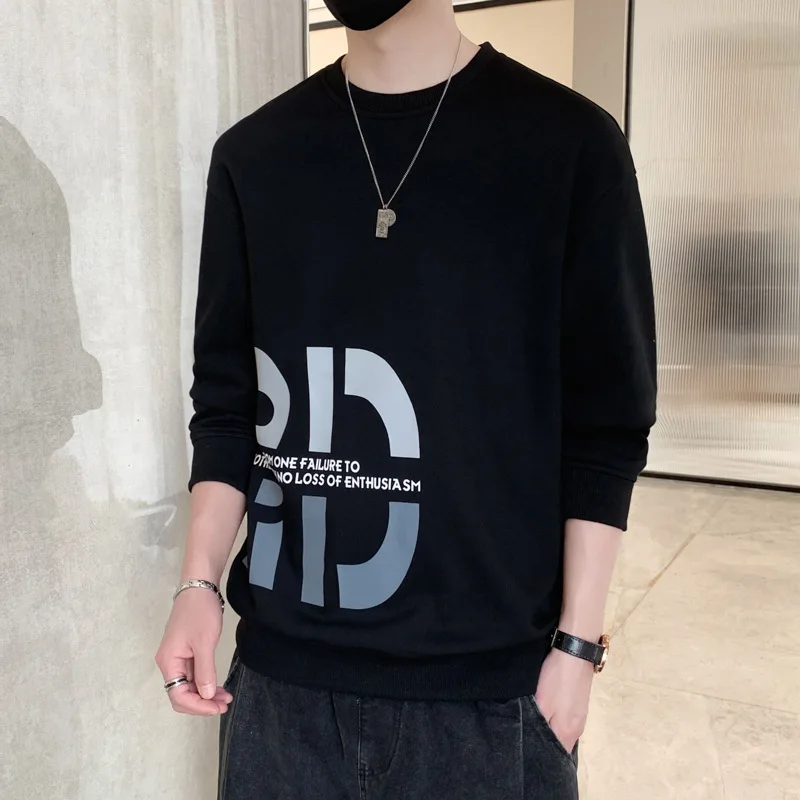 High quality sweatshirts for men long sleeve letter print pullover new spring autumn 2024 tending clothing - black white grey