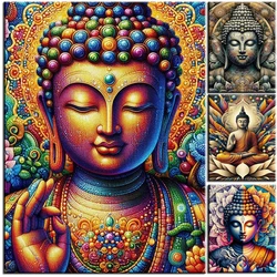 Buddha Statue Lotus DIY 5D Diamond Painting Kits New 2024 Cross Stitch Kits Mosaic Diamond Embroidery Amazing Religion Portrait