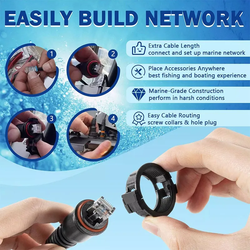 010-10550-00 Marine Network Cable for Garmin RJ45, Network Ethernet Cable for Garmin ECHOMAP Plus/UHD/Ultra,GMR,GSD, GCV, GPSMAP