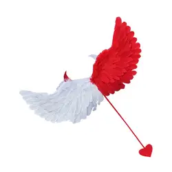 Angel Devil Feather Wings Handmade Half Angel Half Devil Wings Costume Supplies With Elastic Band Comfortable Adjustable Wings