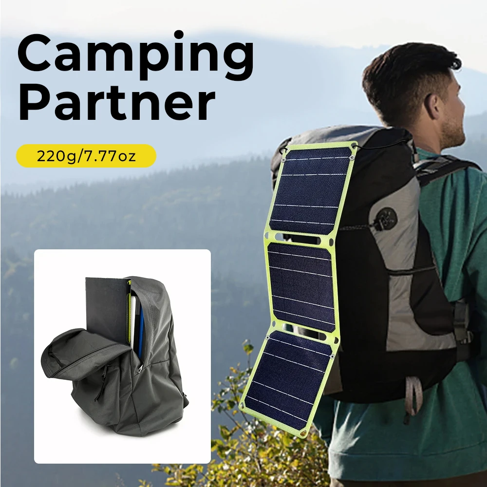 21W Foldable Solar Panel Outdoor Powerful Flexible Portable Mobile Phone Charge PD QC 3.0 9V 12V for USB A C Cells Power Bank