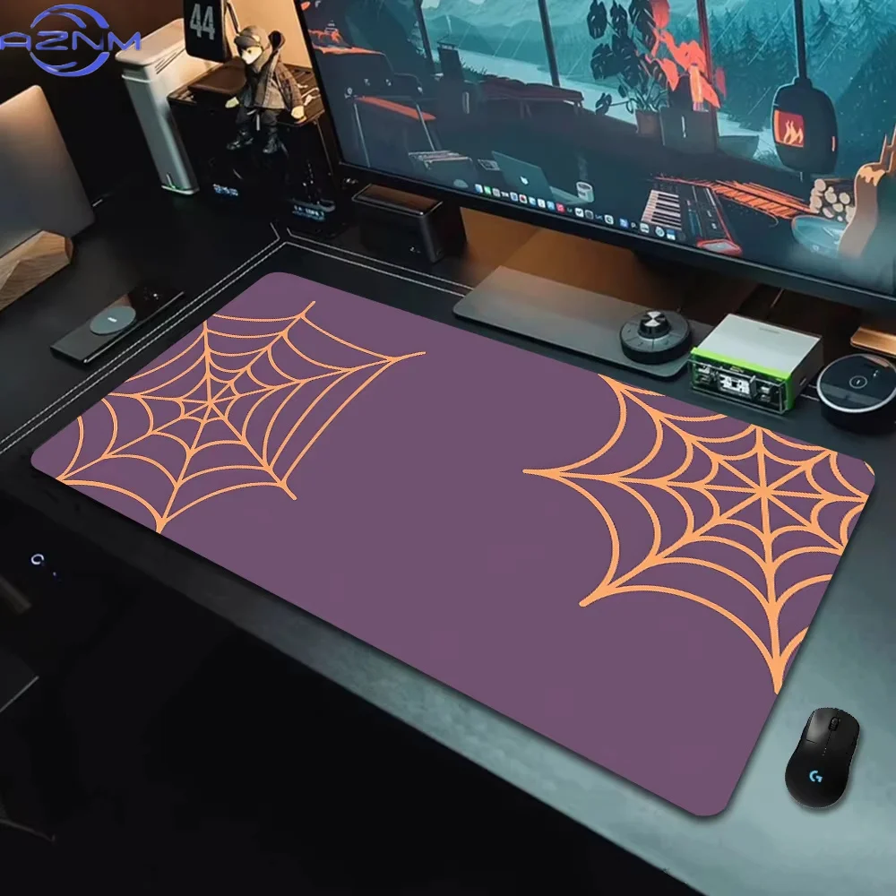 Halloween Spider Web Pattern Mouse Pad Non‑slip Waterproof Gaming Desk Mat Keyboard Mat Office Desktop Mousepad