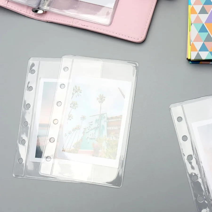 12 جيوب مجلد A7 مظاريف ميزانية نقدية شفافة إدراجات مخططة PVC لـ 6 حلقات a7 واقيات ورقة الموثق تنظيم بطاقات الصور #5