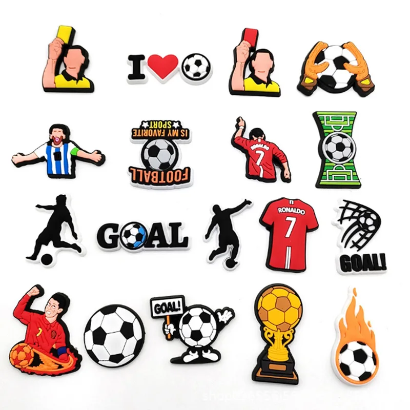 Football World Champio Shoe Charms PVC Shoe Decorations Portugal 7 Clogs Sandals Wristband Accessories Women Men Party Gifts