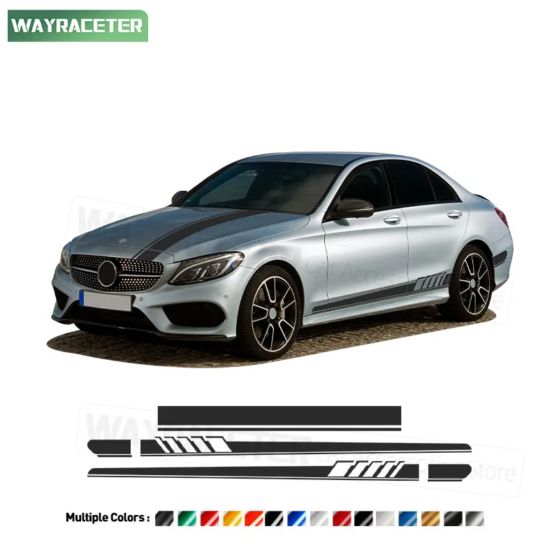 

3 Pcs/Set Edition 1 Bonnet Hood Stripes Sticker Door Side Skirt Vinyl Decal For Mercedes Benz W205 C63 AMG S C205 A205 S205 C43