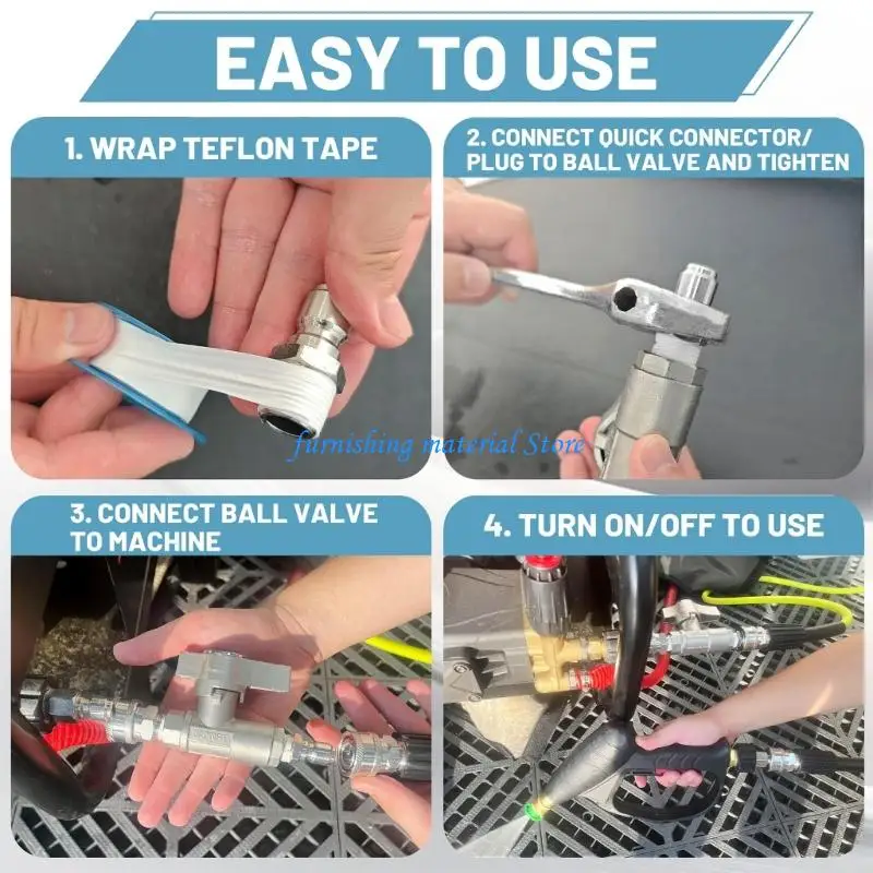 Y5GD 3/8 بوصة صمامات كروية سريعة التوصيل، تصميم عالي التدفق للتنظيف عالي التحمل #5