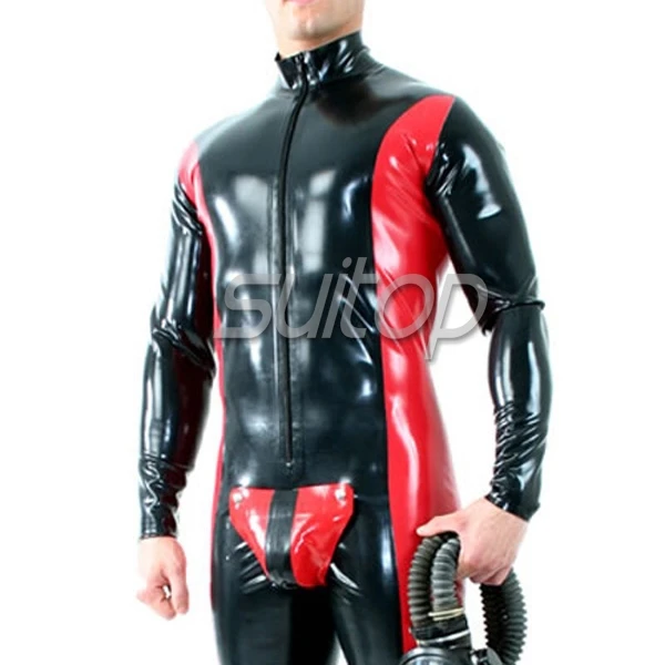 heavy 0.6mm 100% latex catsuit with cod piece for men Suitop