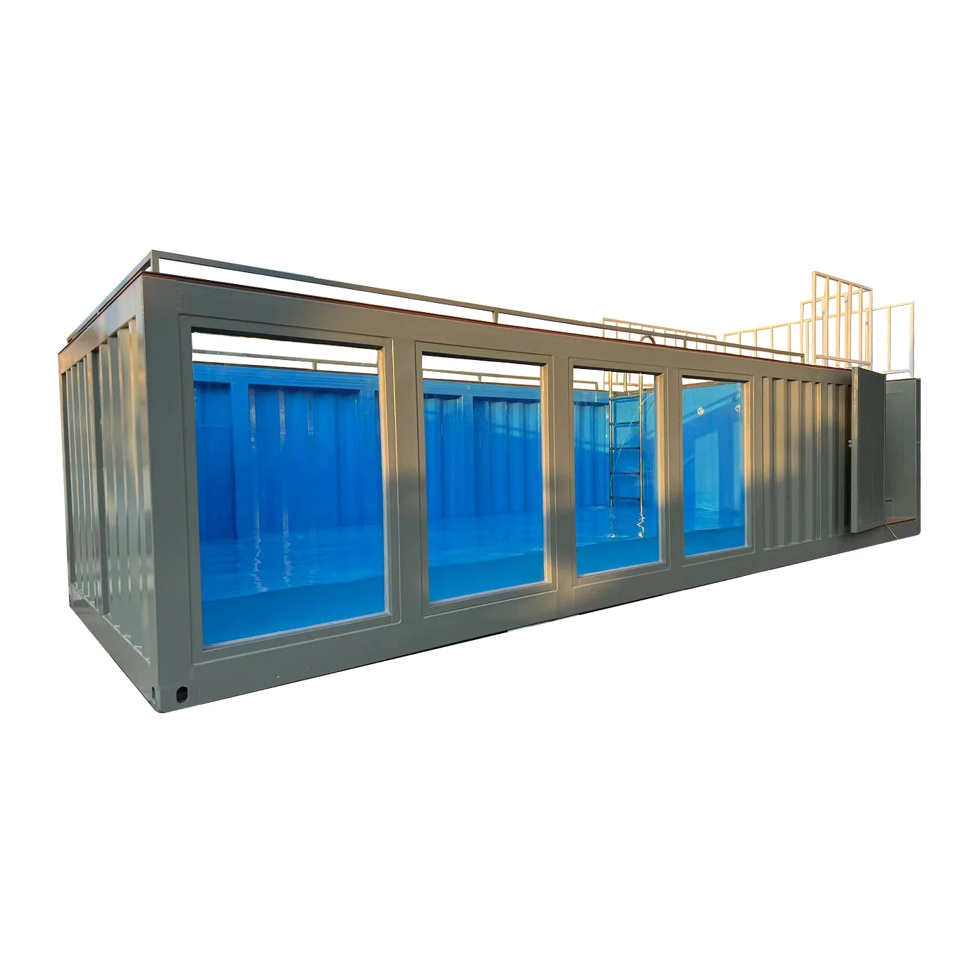 Контейнерный бассейн, большой семейный бассейн длиной 20 футов/40 футов, прочный, устойчивый к коррозии стальной каркас, простой в установке надземный бассейн