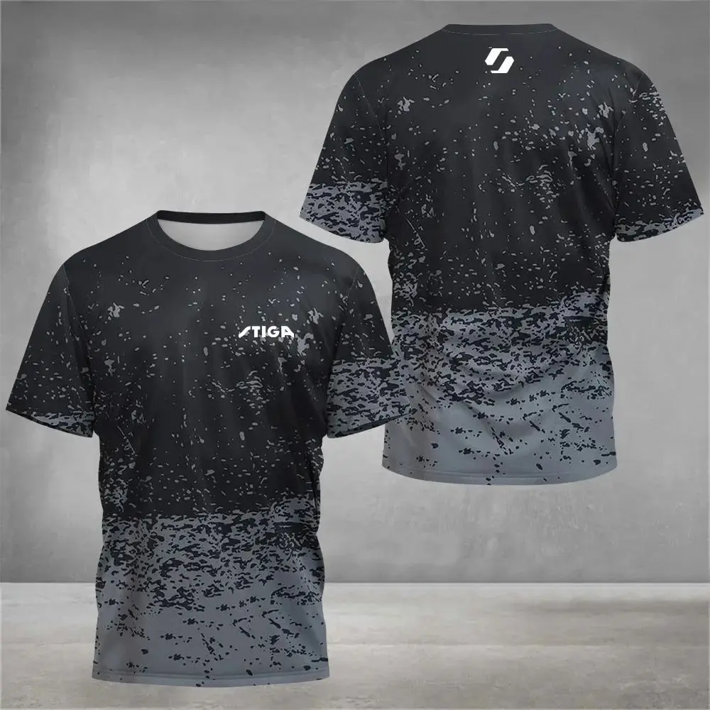 Sportliches Kurzarm-T-Shirt mit Rundhalsausschnitt, Farbverlaufsdesign, atmungsaktiv, bequem für Tischtennis & Alltag, Herren-Oberteile, Kinder-T-Shirt – Detail 6